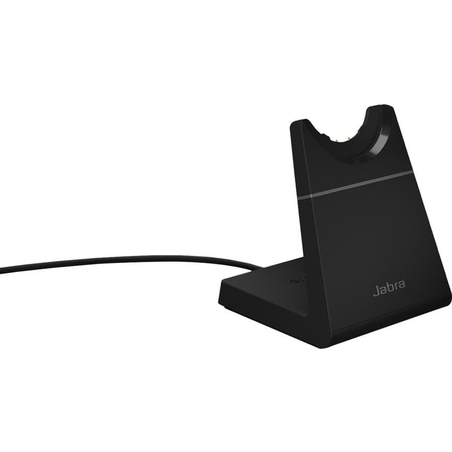 Jabra Evolve2 65 Link380C UC mono wireless headset in black with stand and over-the-head design