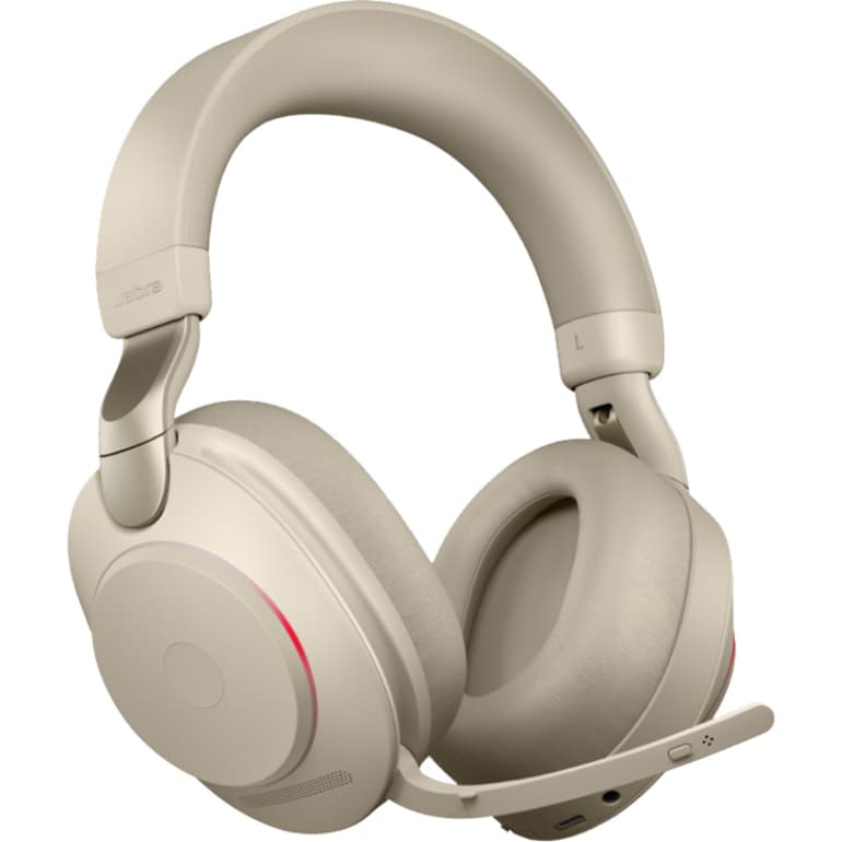 Jabra Evolve2 85 Link380A MS stereo beige wireless headset with over-the-head binaural design