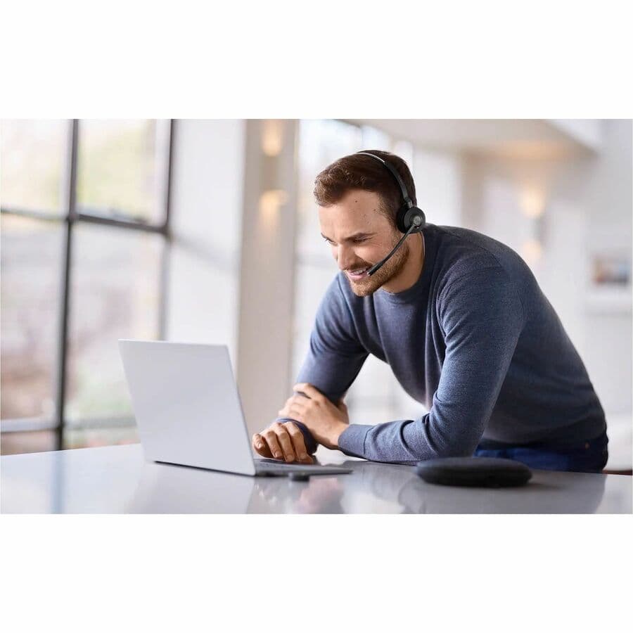 Jabra Engage 55 mono wireless headset with USB-A connector and boom microphone in black