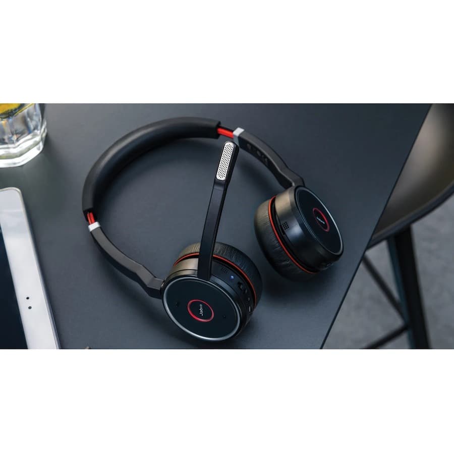 Jabra Evolve 75 SE Link380A UC stereo wireless headset with boom microphone and USB adapter