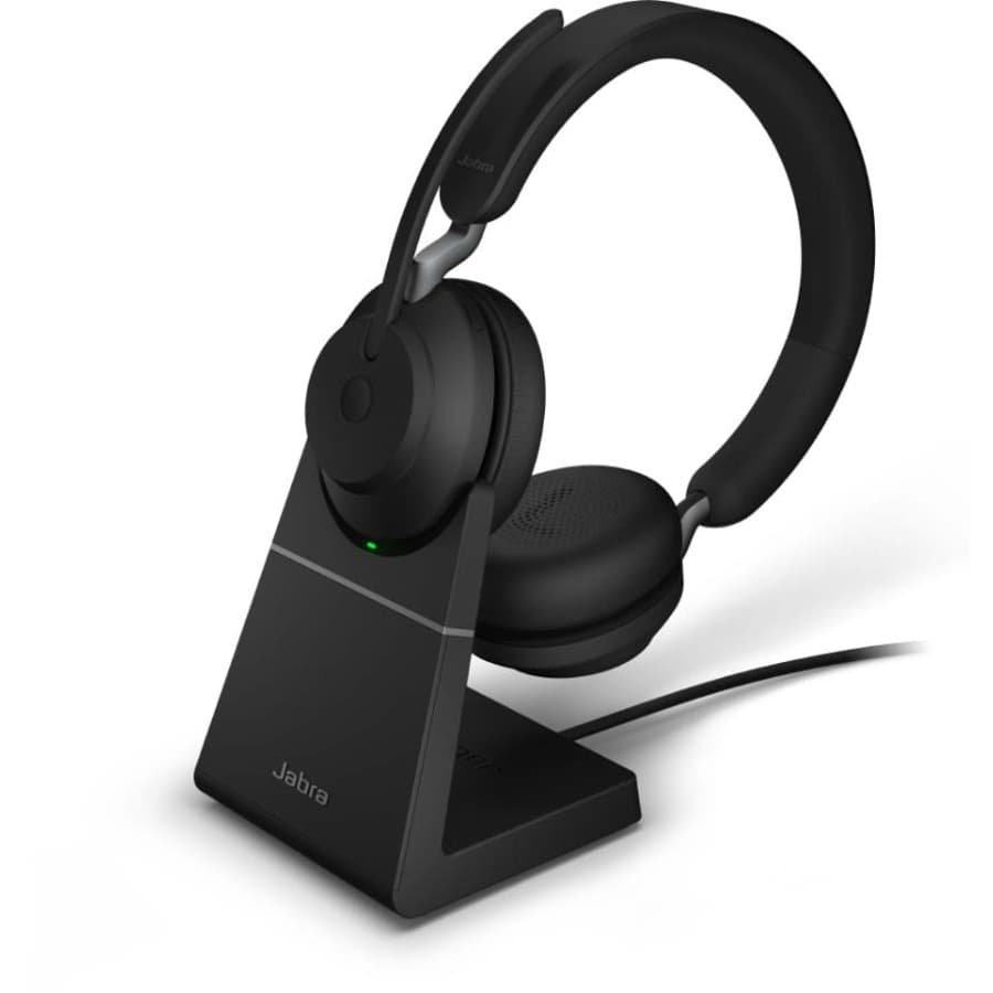 Jabra Evolve2 65 Link380c MS stereo wireless headset in black with over-the-head binaural design