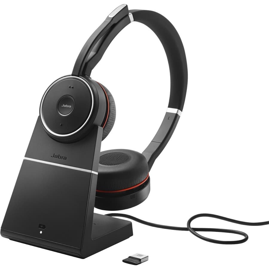 Jabra Evolve 75 SE Link380A UC stereo wireless headset with boom microphone and USB adapter