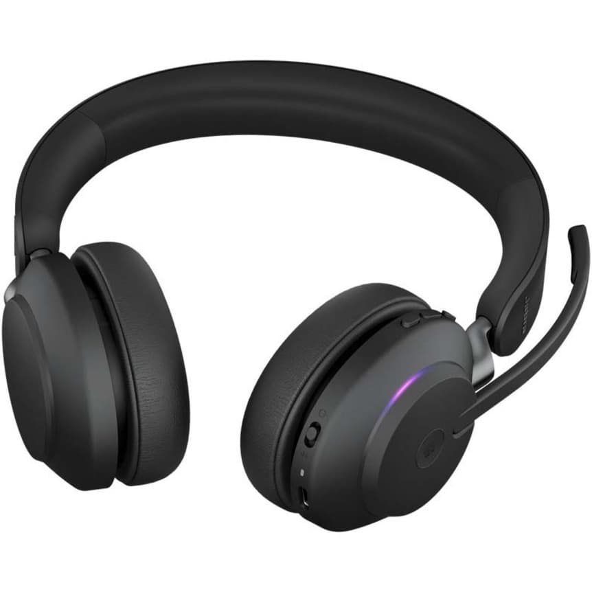 Jabra Evolve2 65 Link380c MS stereo wireless headset in black with over-the-head binaural design