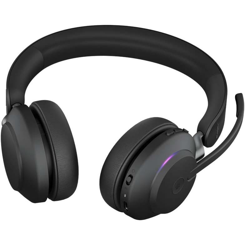 Jabra Evolve2 65 Link380c MS stereo wireless headset in black with over-the-head binaural design