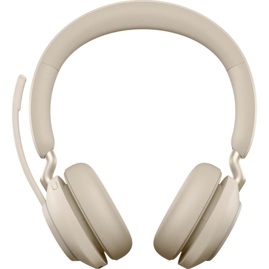 Jabra Evolve2 65 Link380C MS stereo beige wireless headset with USB-C and boom microphone
