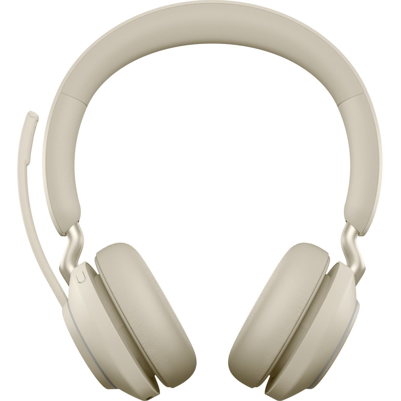 Jabra Evolve2 65 Link380A UC stereo wireless headset in beige with over-the-head binaural design
