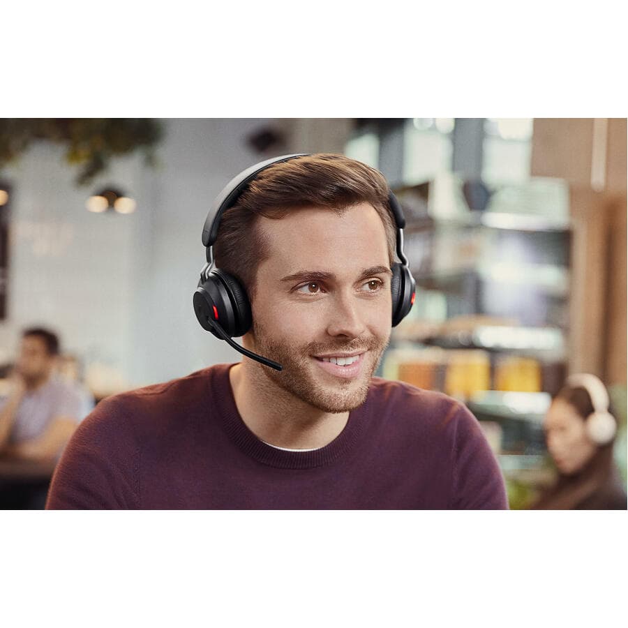 Jabra Evolve2 65 Link380C MS stereo beige wireless headset with USB-C and boom microphone