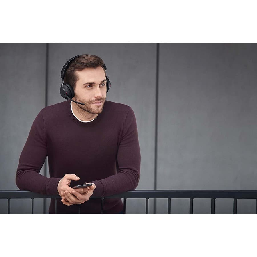 Jabra Evolve2 65 Link380c MS stereo wireless headset in black with over-the-head binaural design