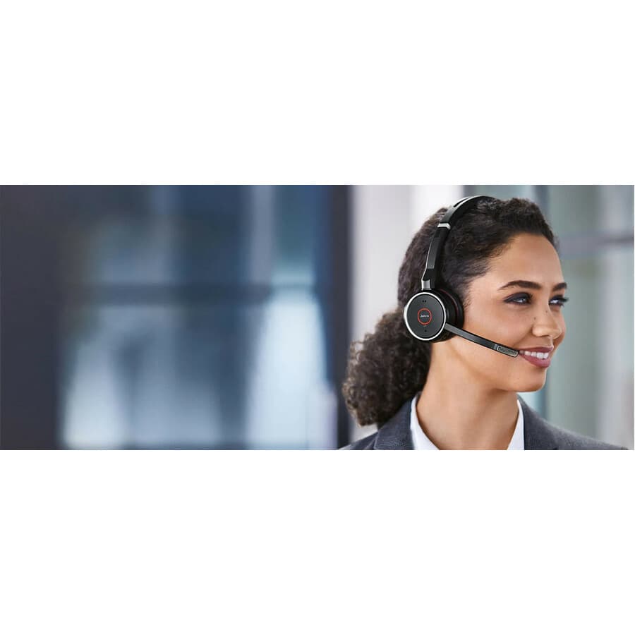 Jabra Evolve 75 SE wireless stereo headset with Link 380A USB-A adapter for Microsoft Teams