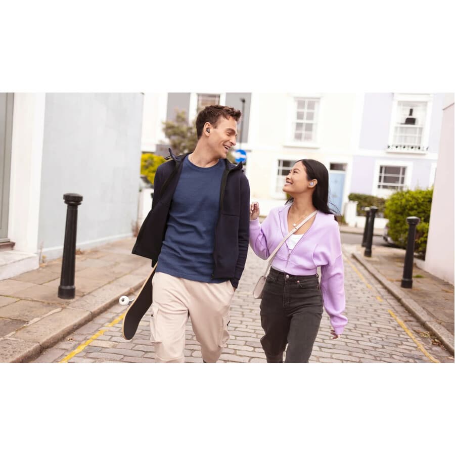 Jabra Elite 4 true wireless earbuds in lilac with compact in-ear design