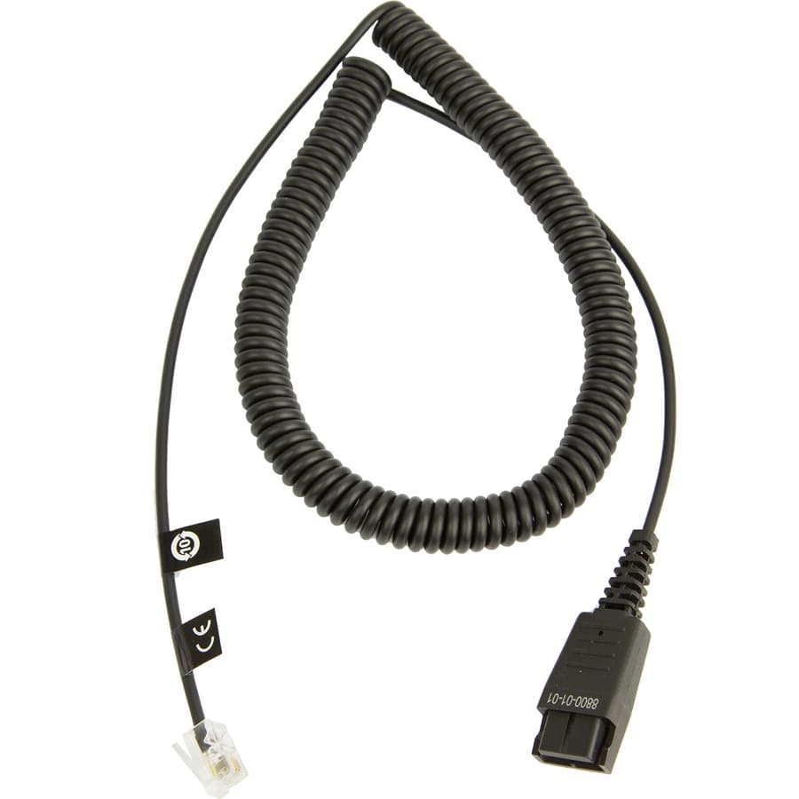 Jabra QD coiled mod plug cord for phone headset connections