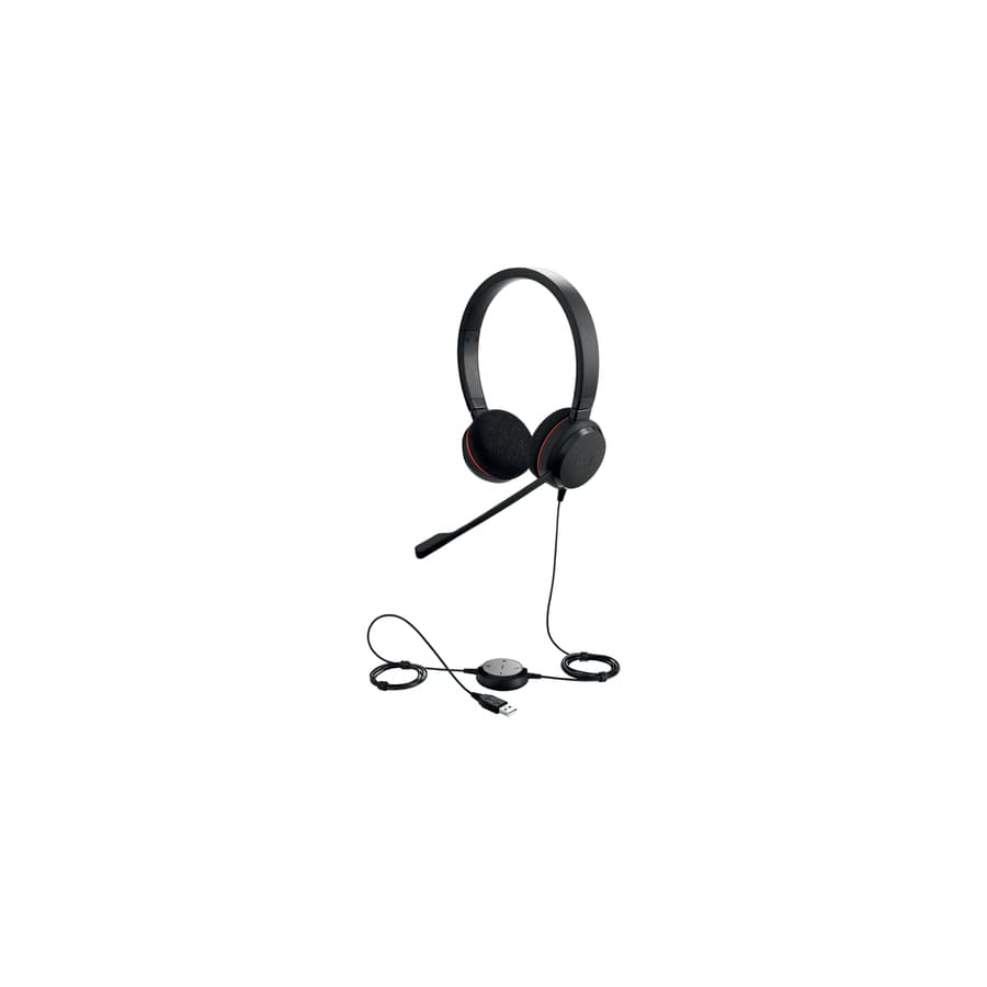 Jabra Evolve 20 MS Stereo wired USB headset with dual-ear on-ear design for Microsoft Skype for Business