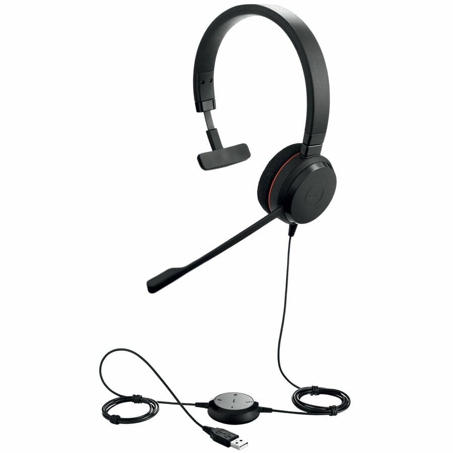 Jabra Evolve 20 MS Mono wired USB headset with mono on-ear design and boom microphone