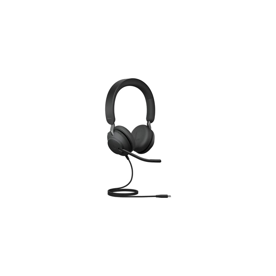 Jabra Evolve2 40 USB-C UC stereo wired headset with over-the-head design and noise-canceling microphone