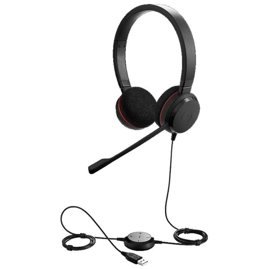 Jabra Evolve 20 Stereo MS USB-C wired business headset with USB-C connector and boom microphone