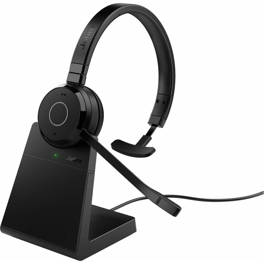 Jabra Evolve 65 TE UC mono wireless headset with charging stand