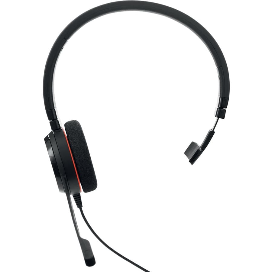 Jabra Evolve 20 wired business headset with stereo audio, USB connection, and boom microphone
