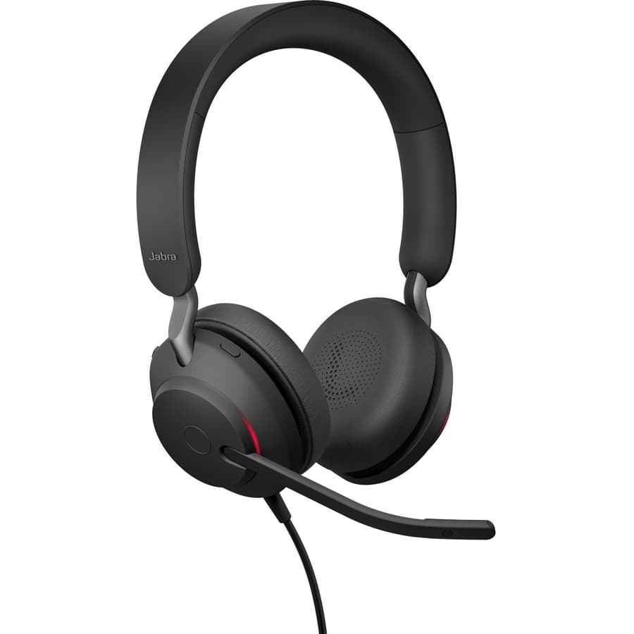 Jabra Evolve2 40 USB-A MS stereo wired headset with boom microphone in black