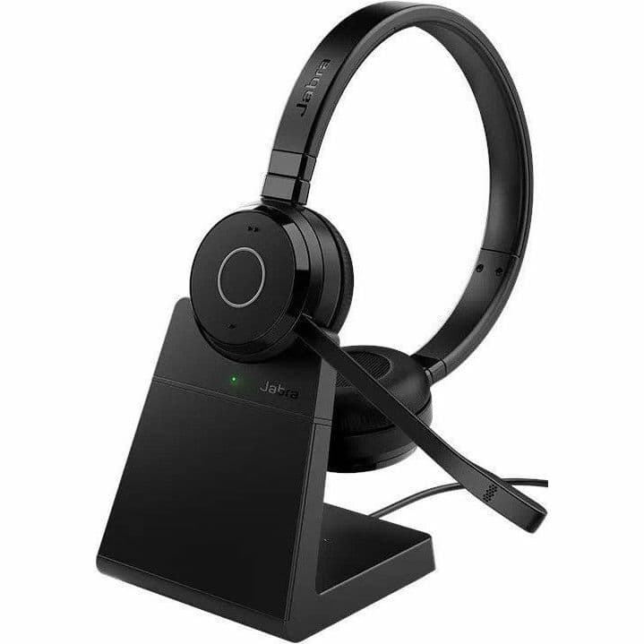 Jabra Evolve 65 TE wireless UC stereo headset with Link390A adapter and stand