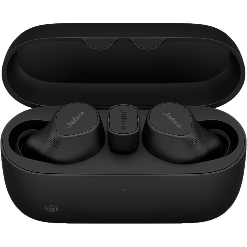 Jabra Evolve2 Buds USB-C UC WCP wireless earbuds with charging pad