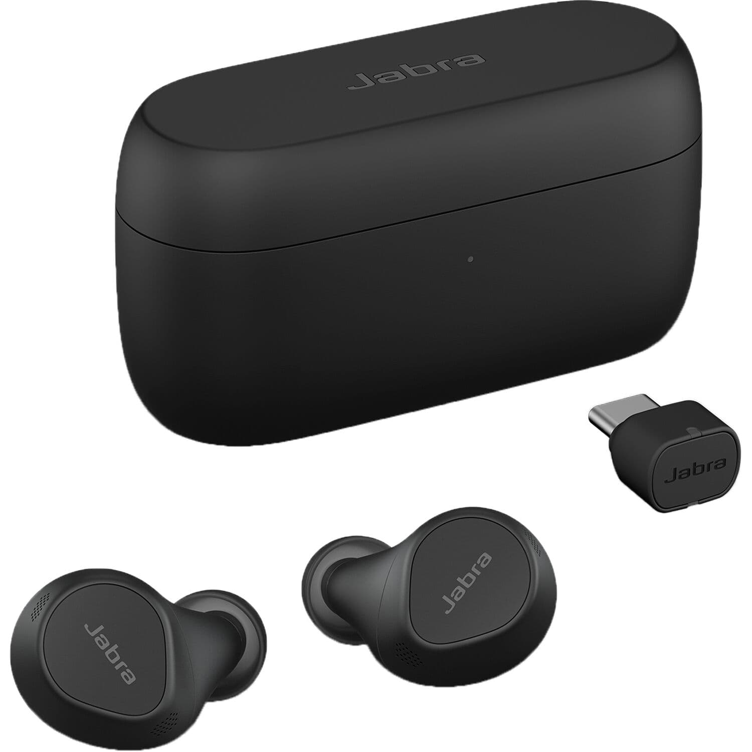 Jabra Evolve2 Buds USB-C UC WCP wireless earbuds with charging pad