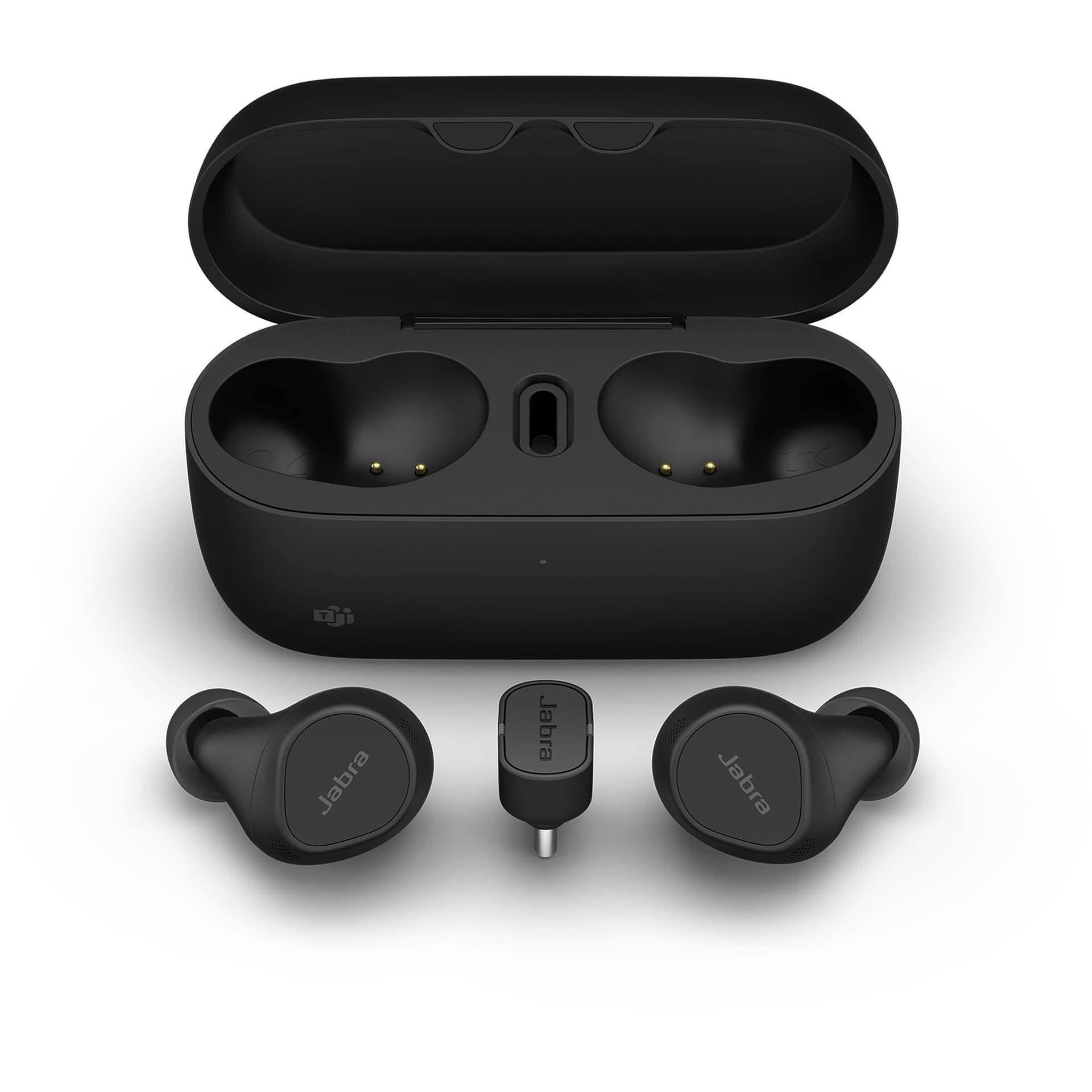 Jabra Evolve2 Buds USB C MS WCP wireless earbuds with USB-C charging and wireless charging pad