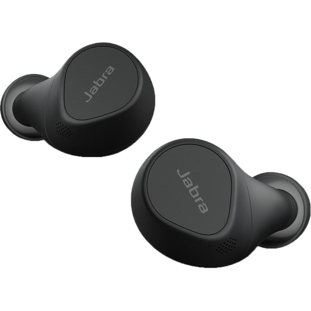 Jabra Evolve2 Buds MS wireless earbuds with USB-A and wireless charging pad in black