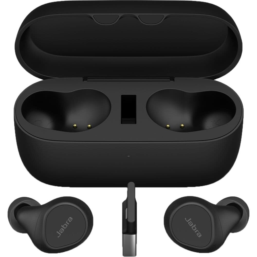 Jabra Evolve2 Buds USB-A MS wireless earbuds with USB-A adapter and boom microphone