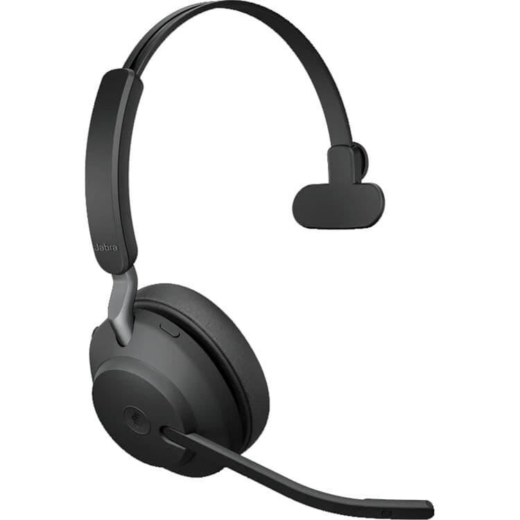 Jabra Evolve2 65 Link380a MS mono wireless headset in black with desk stand