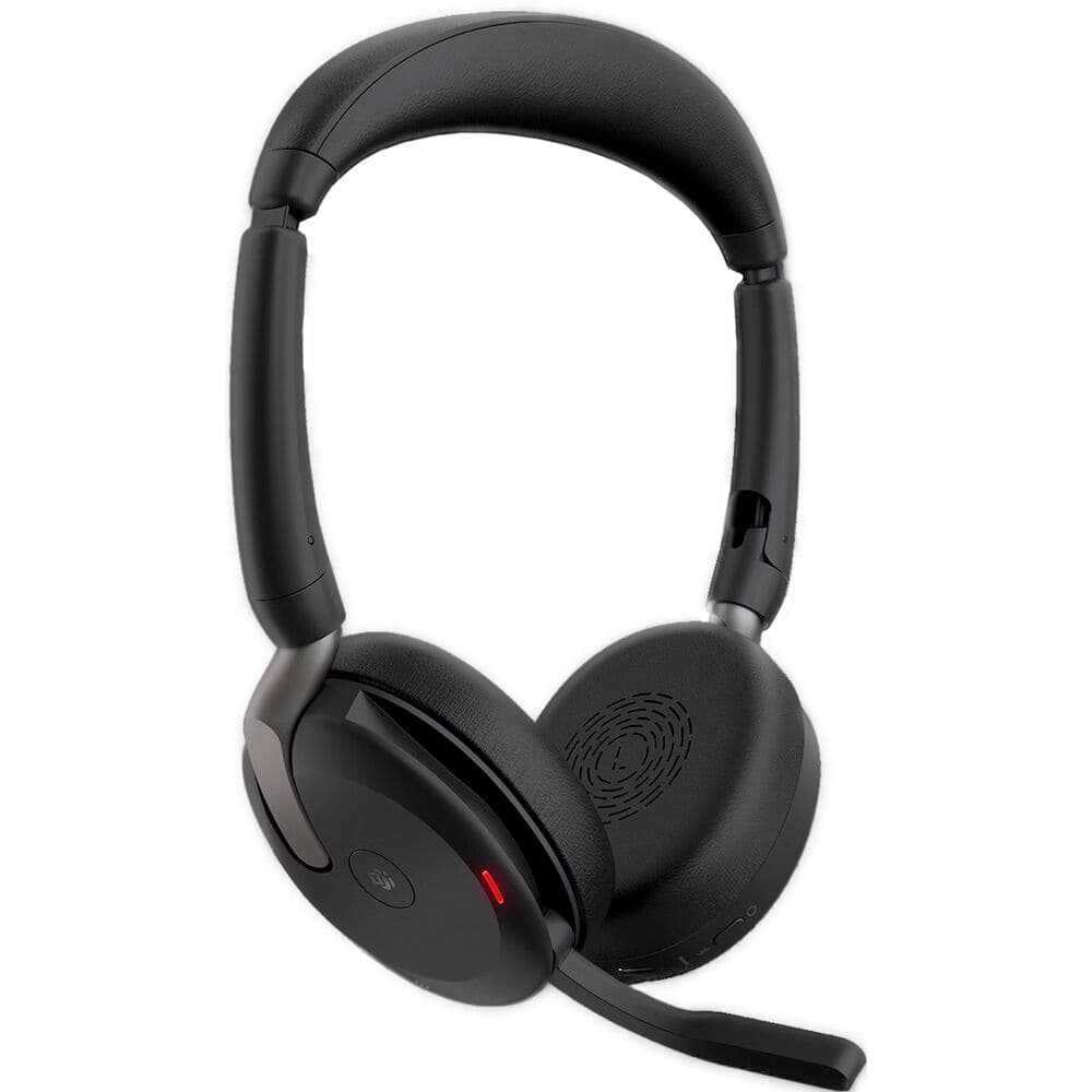 Jabra Evolve2 65 Flex Link380c wireless UC stereo headset with foldable design and USB-C adapter