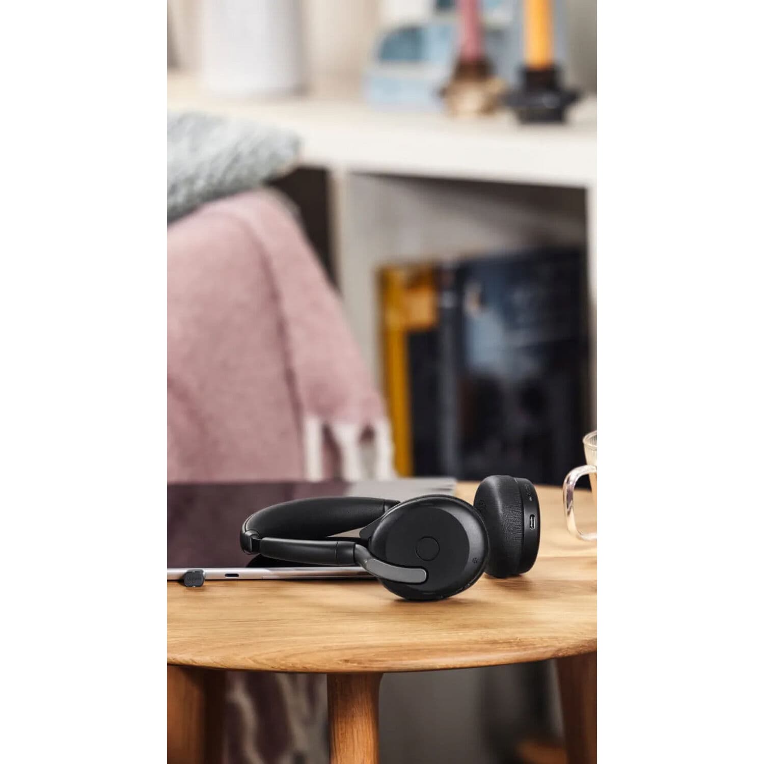 Jabra Evolve2 65 Flex Link380c wireless UC stereo headset with foldable design and USB-C adapter