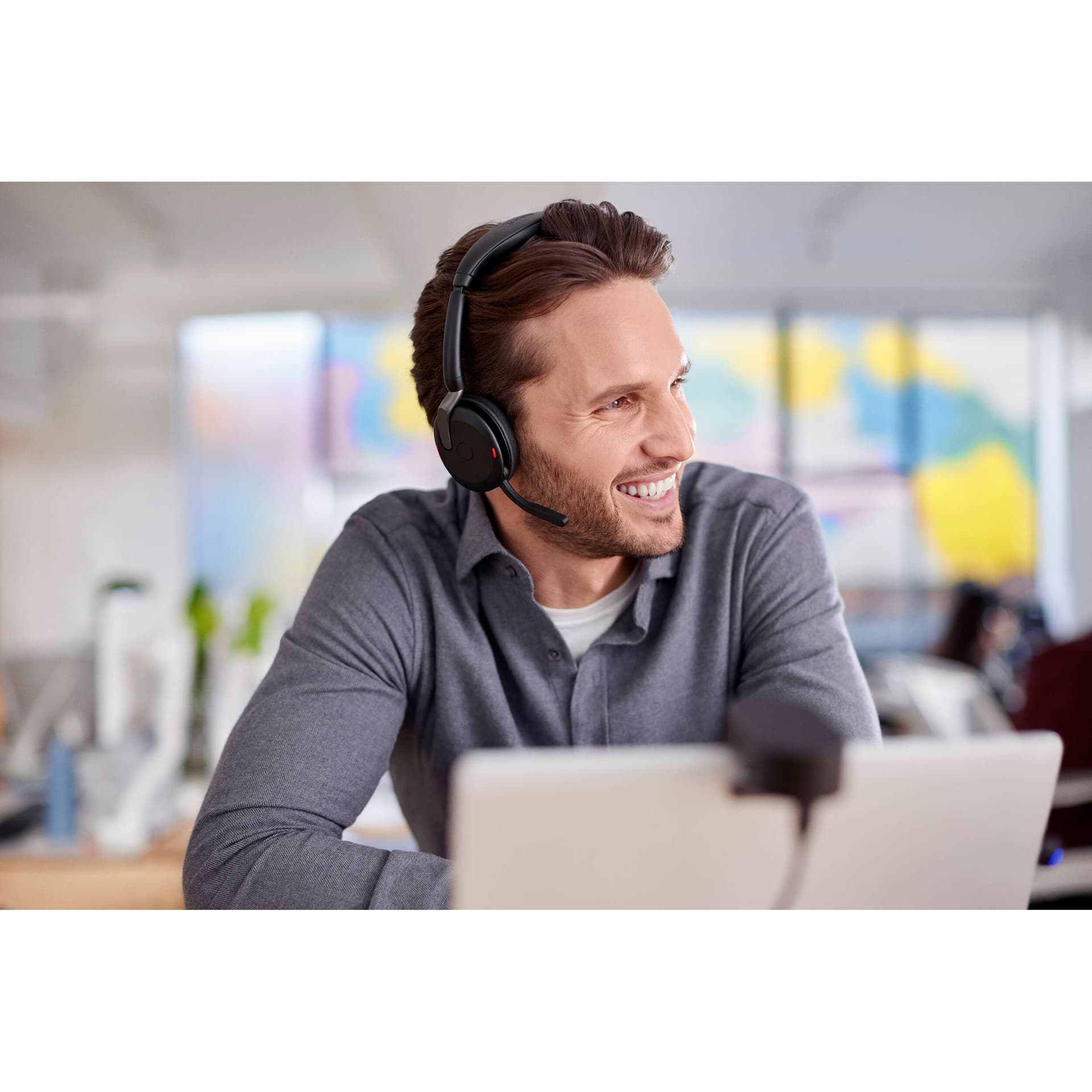 Jabra Evolve2 65 Flex black binaural wireless stereo headset with USB-C connectivity