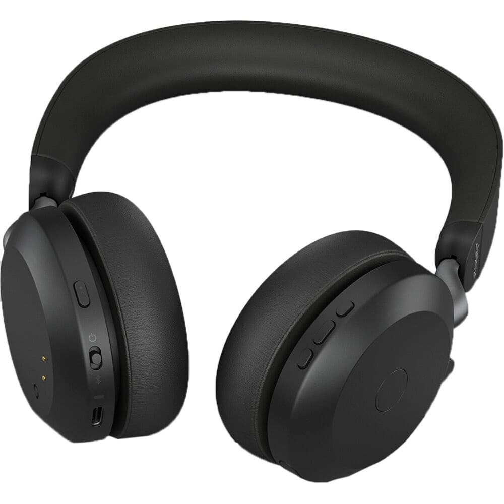 Jabra Evolve2 75 USB-A UC stereo headset in black with boom microphone