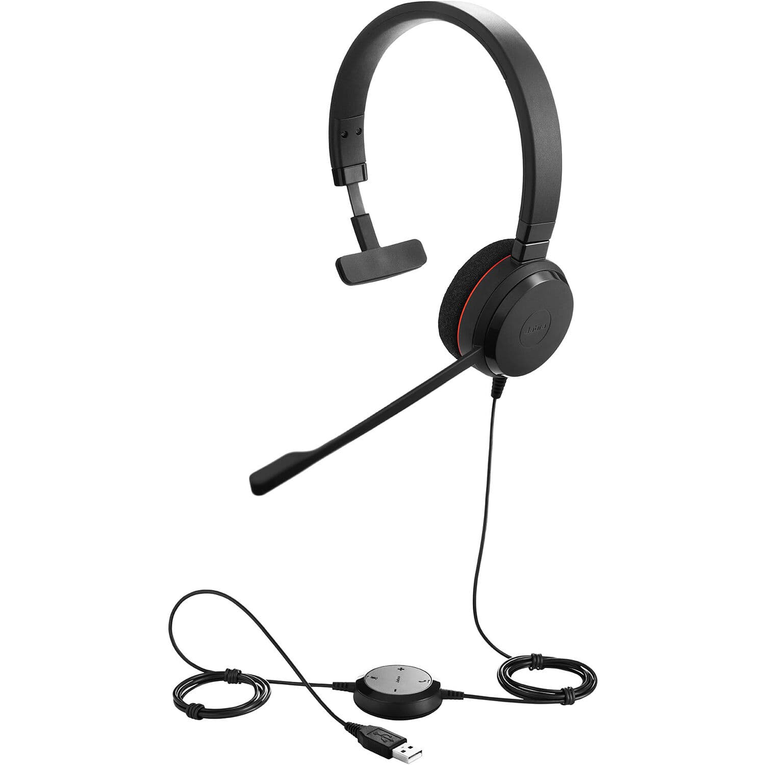 Jabra Evolve 20 SE mono wired UC headset with USB-C connection and leatherette ear cushion