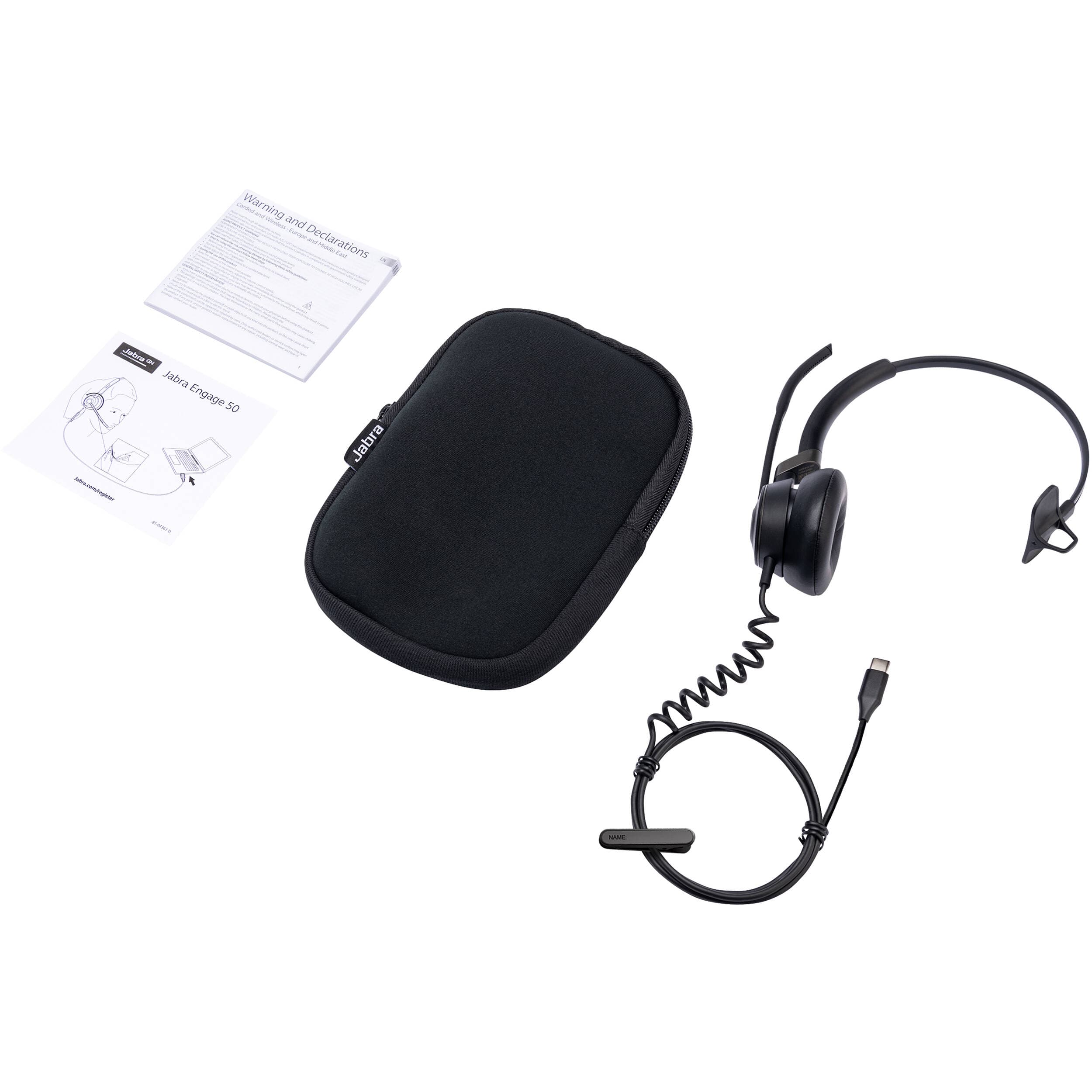 Jabra Engage 50 II Link USB-C MS mono wired business headset in black