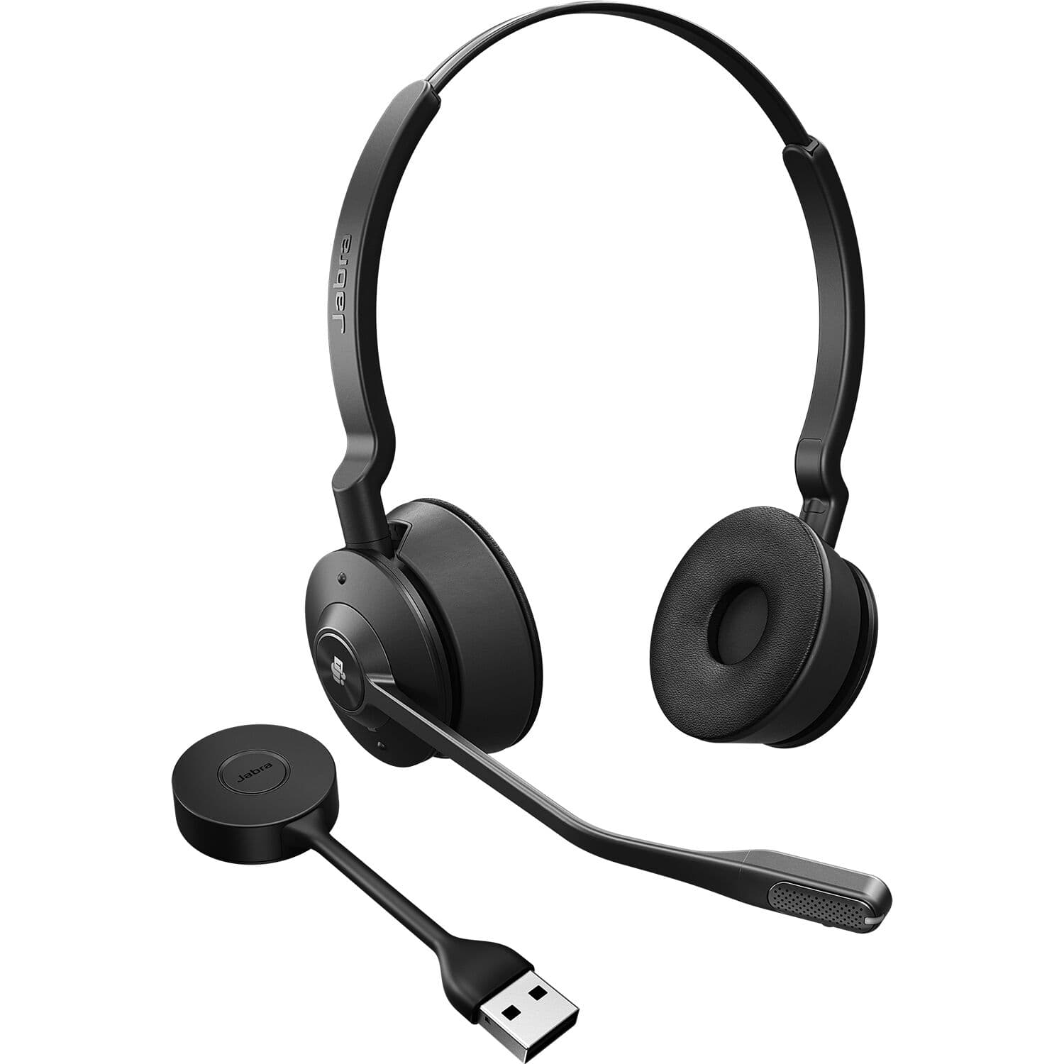 Jabra Engage 55 UC stereo wireless headset with USB-A connection and boom microphone